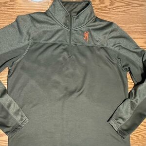 Men’s L Browning Olive Green Two-tone Quarter-Zip Pullover Warm Lining